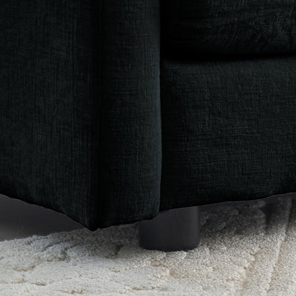 Comfy Deep Single Seat Sofa Upholstered Reading Armchair dark charcoal fabric closeup on carpet on Tampa Home & Garden Store
