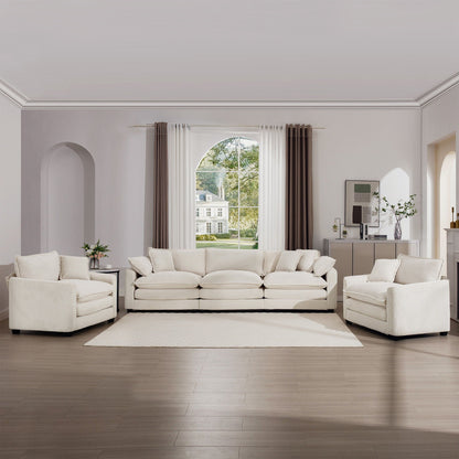 3-Piece Living Room Set HouseOfZazla: oversized sectional with deep seats, cream fabric on Tampa Home & Garden Store