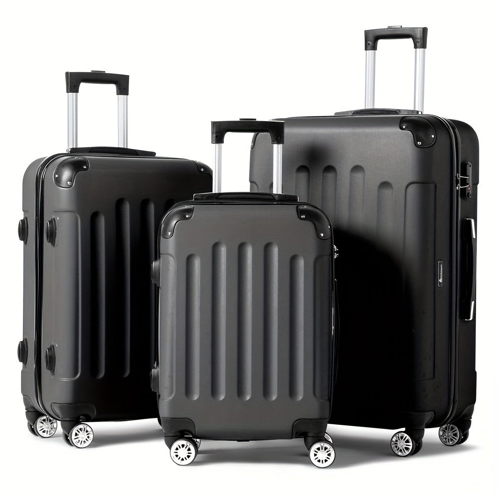 DailySale 3-piece hard shell luggage set with TSA lock, 20/24/28 in, gray, 360° wheels on Tampa Home & Garden Store