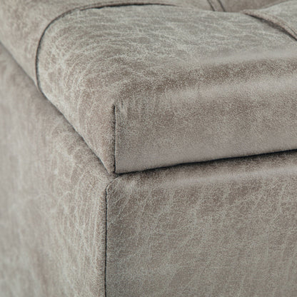 Harrison Tufted Lift Top Storage Ottoman gray velvet upholstery by HouseOfZazla on Tampa Home & Garden Store