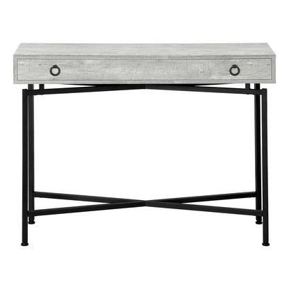 Accent Console Table with distressed gray wood top and black metal frame with ring pulls on Tampa Home & Garden Store