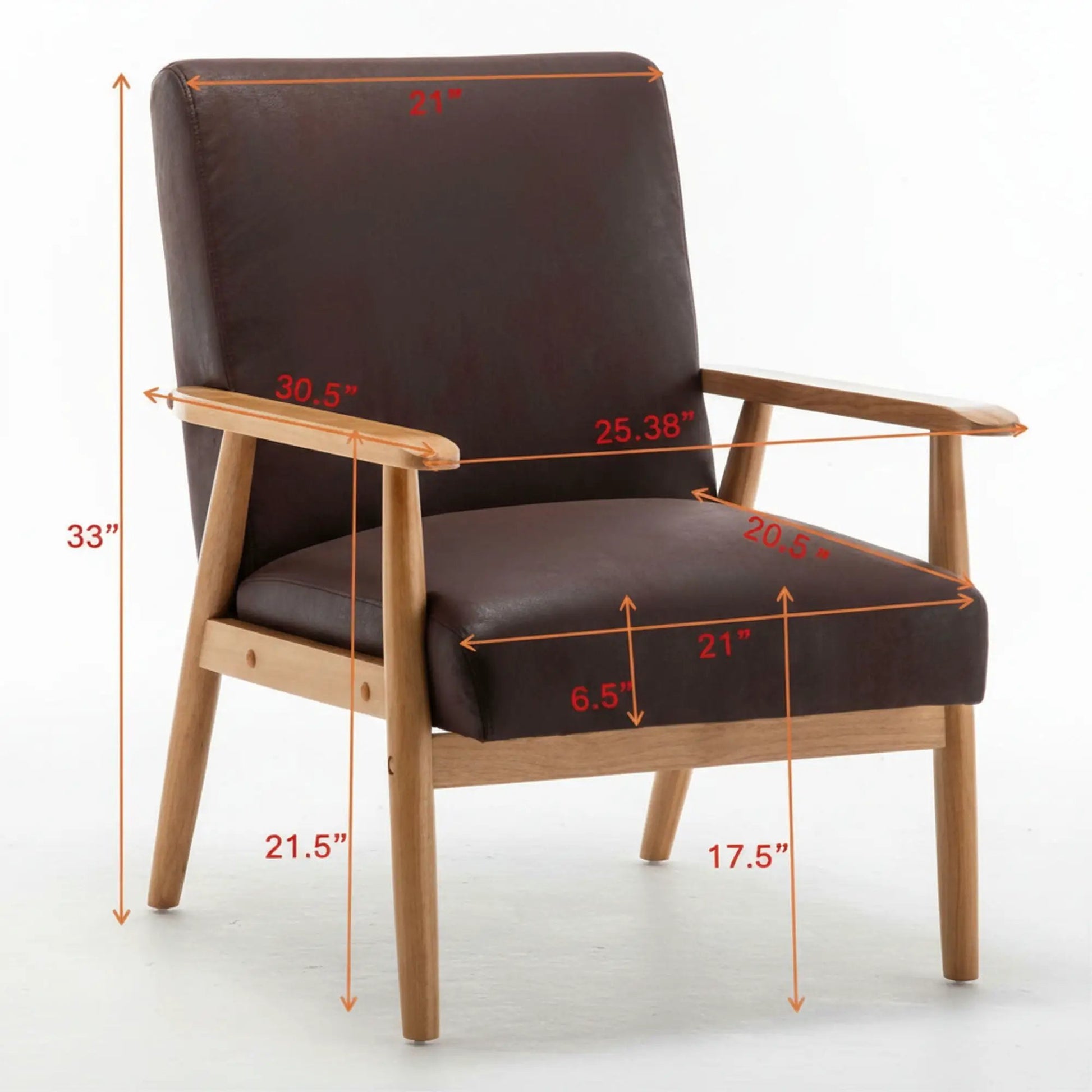 Wide Arm Chair brown leather upholstery with light wood frame by Unique Piece Furniture on Tampa Home & Garden Store