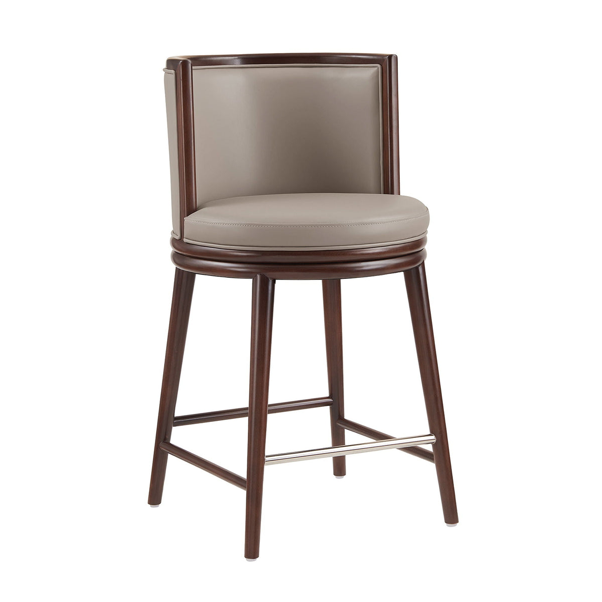 Evalyn Counter Stool, dark wood frame with taupe upholstery, counter height 24-27 in on Tampa Home & Garden Store