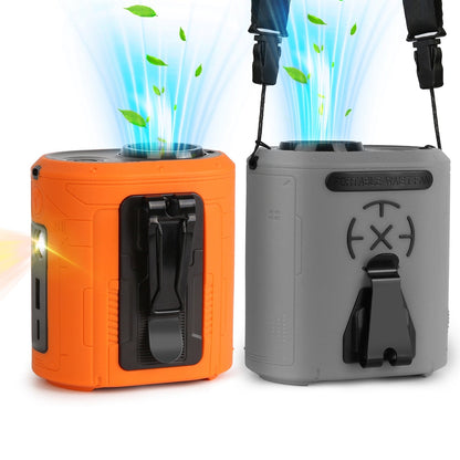 GemGear 2-pack waist clip fans with 5 speeds, flashlight, 10000mAh battery, orange gray on Tampa Home & Garden Store
