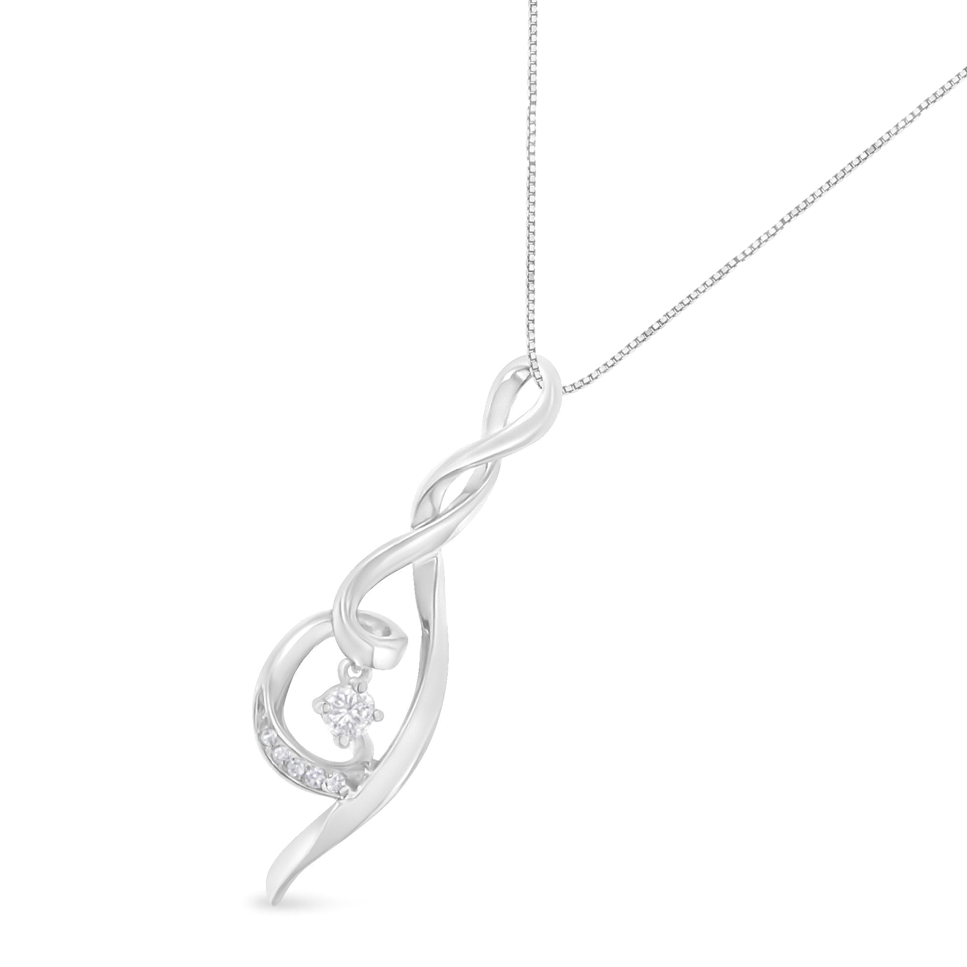 Espira 10K white gold diamond swirl pendant necklace 1/10 cttw I-J I1-I2 by Bids.com on Tampa Home & Garden Store