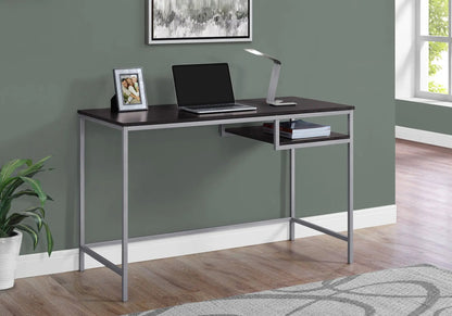 Computer desk for home office with dark wood top and silver frame by Unique Piece Furniture on Tampa Home & Garden Store
