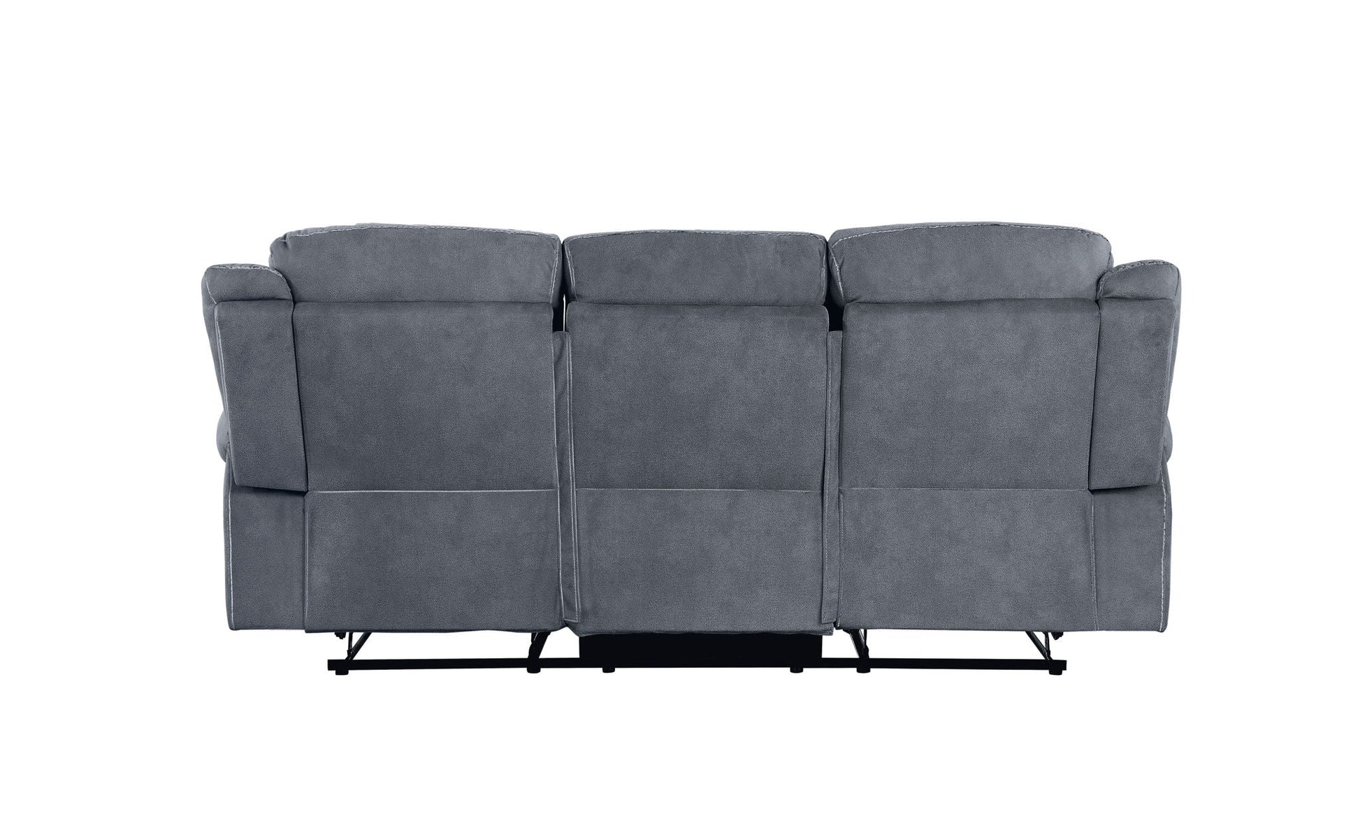 Zubaida Two Tone 3 Piece Recliner Living Room Set, gray fabric sofa trio with metal base on Tampa Home & Garden Store