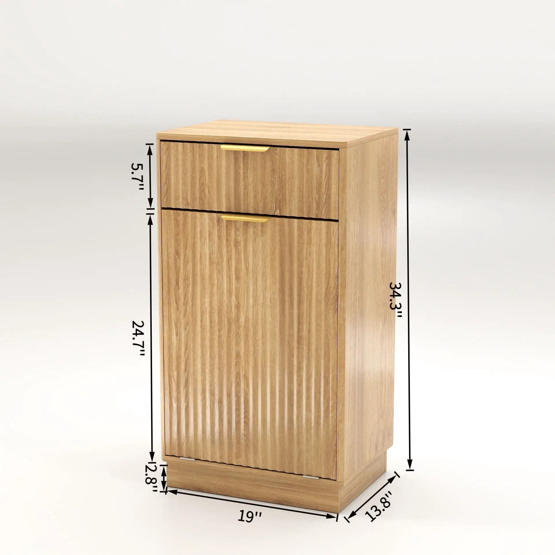 Tilt Out Trash Can Cabinet with wave textured drawer and pull-out bin in light oak on Tampa Home & Garden Store