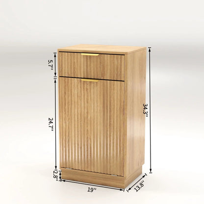 Tilt Out Trash Can Cabinet with wave textured drawer and pull-out bin in light oak on Tampa Home & Garden Store