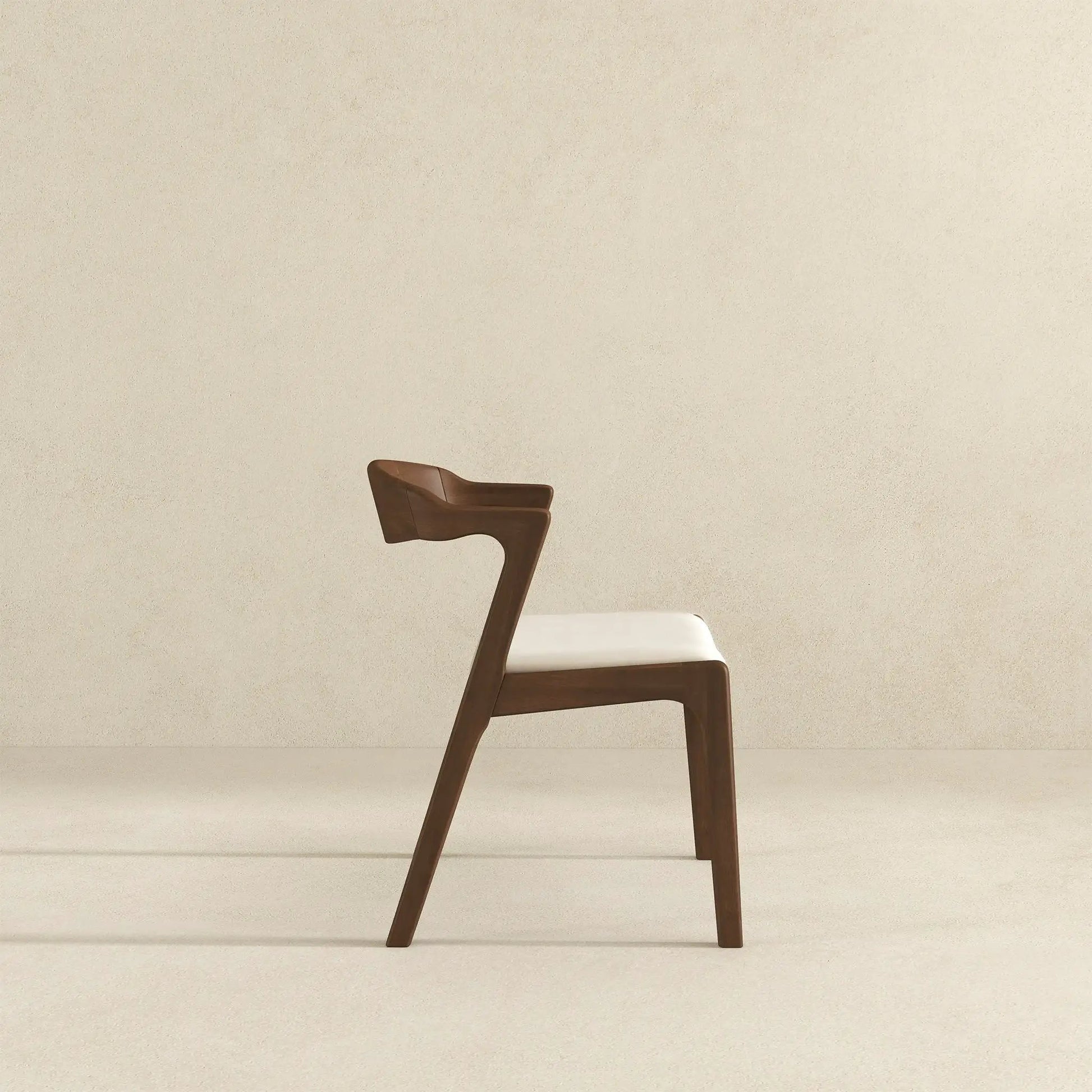 Dakota mid-century dining chairs set brown wood with white seats 2pc Unique Piece Furniture on Tampa Home & Garden Store