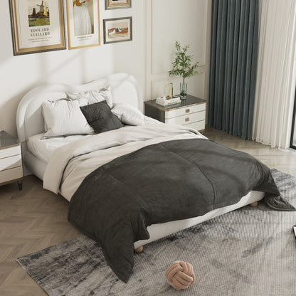 Upholstered Platform Bed with Curved Headboard