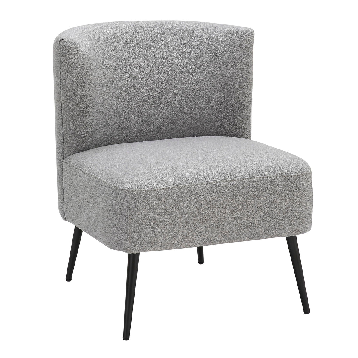 Fran Contemporary Slipper Chair with padded gray upholstery and black tapered legs on Tampa Home & Garden Store