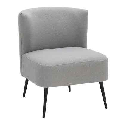 Fran Contemporary Slipper Chair with padded gray upholstery and black tapered legs on Tampa Home & Garden Store