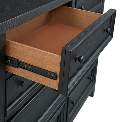 8 Drawer Dresser black with framed fronts, brown interior, smooth metal glides by HouseOfZazla on Tampa Home & Garden Store