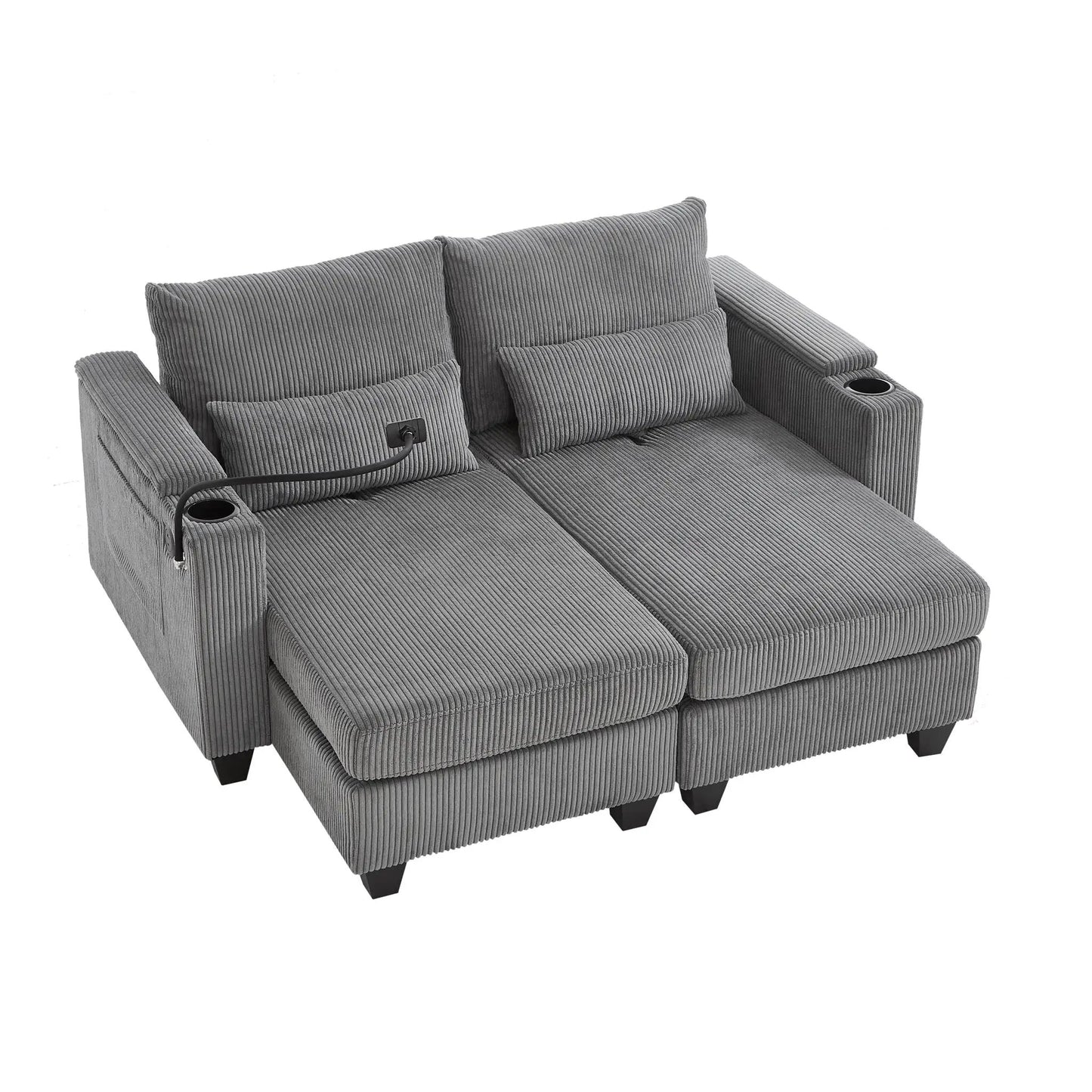 Convertible Chaise Lounge Chair With USB Ports