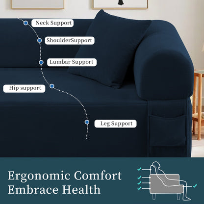 Sofa HouseOfZazla blue spring sofa with pillows, high-quality fabric and storage on Tampa Home & Garden Store