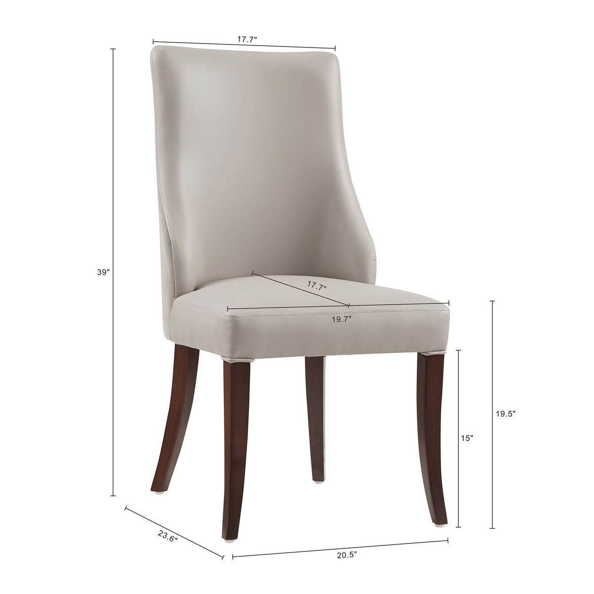 Modern dining chair set of 2 in gray upholstery with dark wood legs by HouseOfZazla on Tampa Home & Garden Store