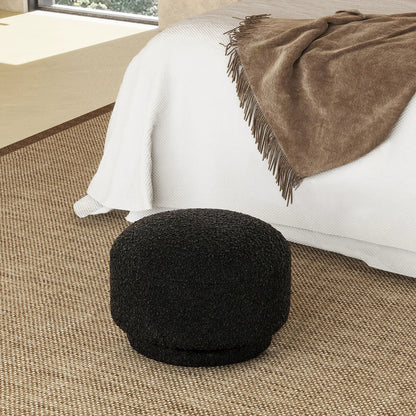 Fuji mushroom footstool ottoman, round black fabric upholstery on Tampa Home & Garden Store