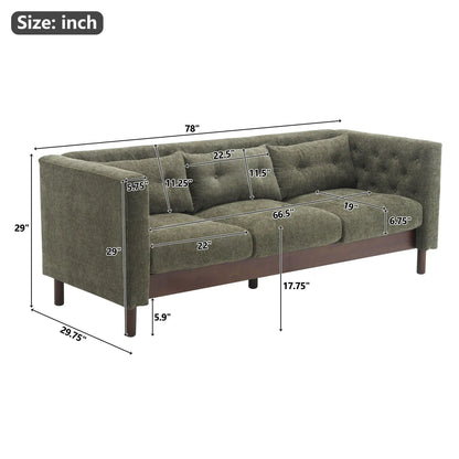 Upholstered 3-seat sofa with tufted cushions in olive fabric by Unique Piece Furniture on Tampa Home & Garden Store