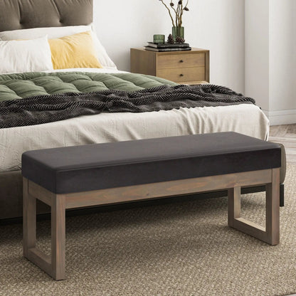 Milltown Upholstered Ottoman Bench With Driftwood