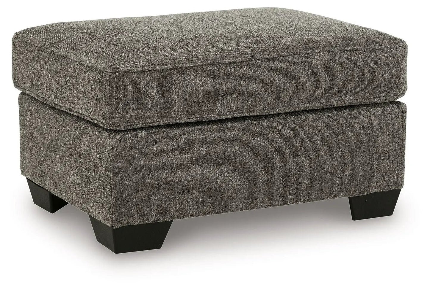 Ottoman from Olten Living Room Set in heather gray textured fabric with dark wood legs on Tampa Home & Garden Store