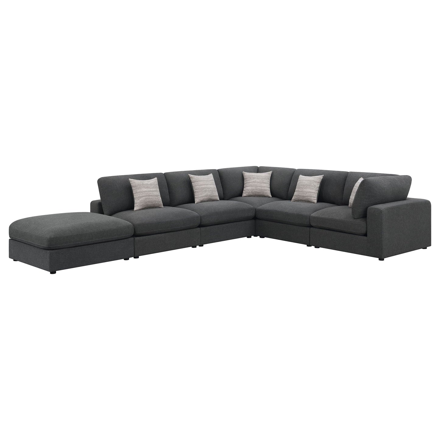 Rhette Upholstered Sectional, 2-piece gray fabric set with pillows, left chaise HouseOfZazla on Tampa Home & Garden Store