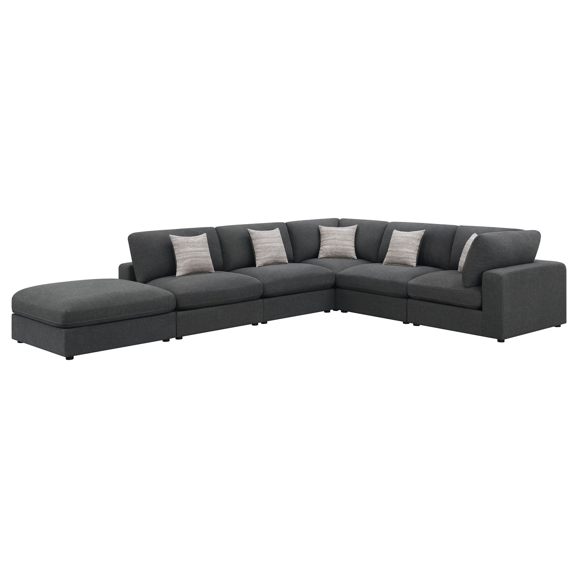 Rhette Upholstered Sectional, 2-piece gray fabric set with pillows, left chaise HouseOfZazla on Tampa Home & Garden Store