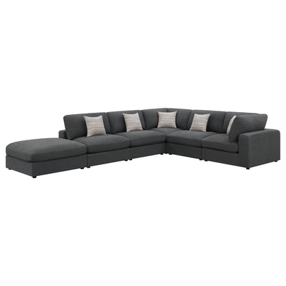 Rhette Upholstered Sectional, 2-piece gray fabric set with pillows, left chaise HouseOfZazla on Tampa Home & Garden Store