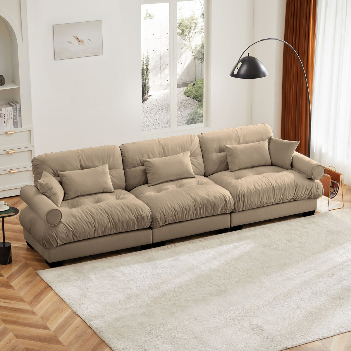 Large Modern Sofa With Cloud Comfort And Pillows