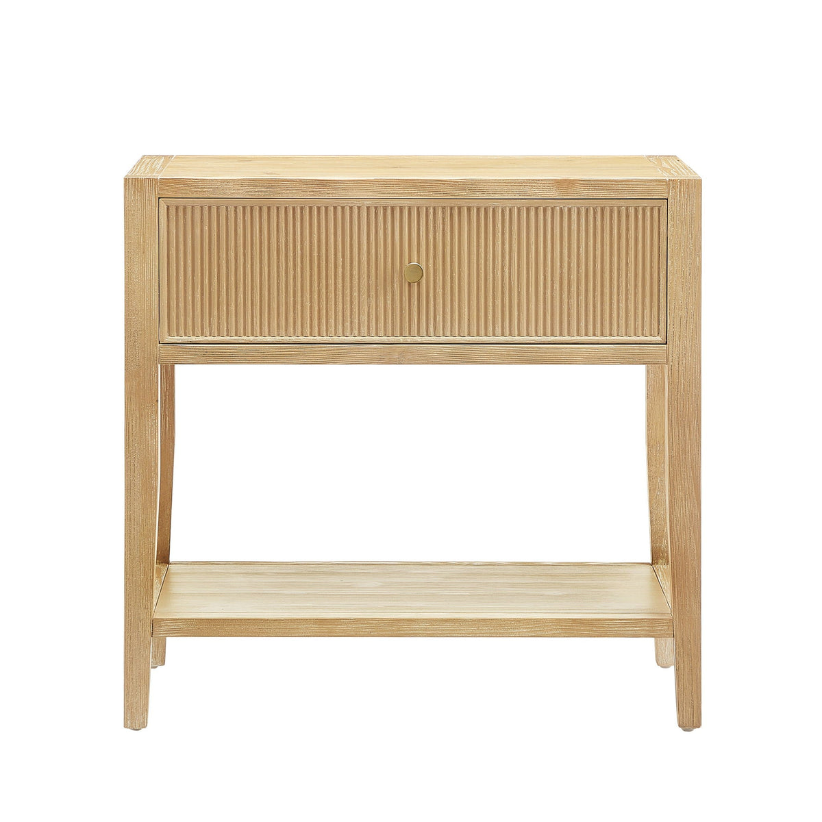 Finley 1-Drawer Nightstand in natural golden wood with ribbed front and small knob on Tampa Home & Garden Store