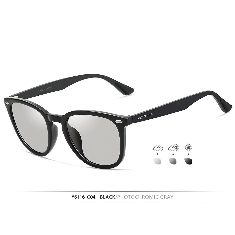 Sunglasses Stevvex black aluminum+TR90 photochromic gray mirrored lenses on Tampa Home & Garden Store
