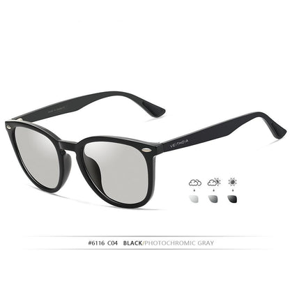 Sunglasses Stevvex black aluminum+TR90 photochromic gray mirrored lenses on Tampa Home & Garden Store
