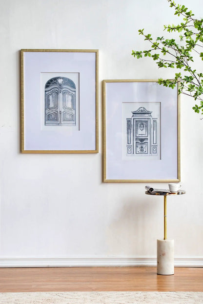 Fake Pencil Architectual Wall Art set of 2 wall decor prints with white mat and gold frame on Tampa Home & Garden Store
