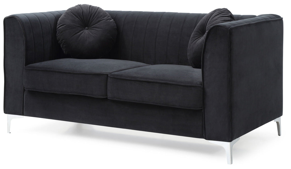 Glam micro suede loveseat with vertical channel quilting in charcoal by HouseOfZazla on Tampa Home & Garden Store