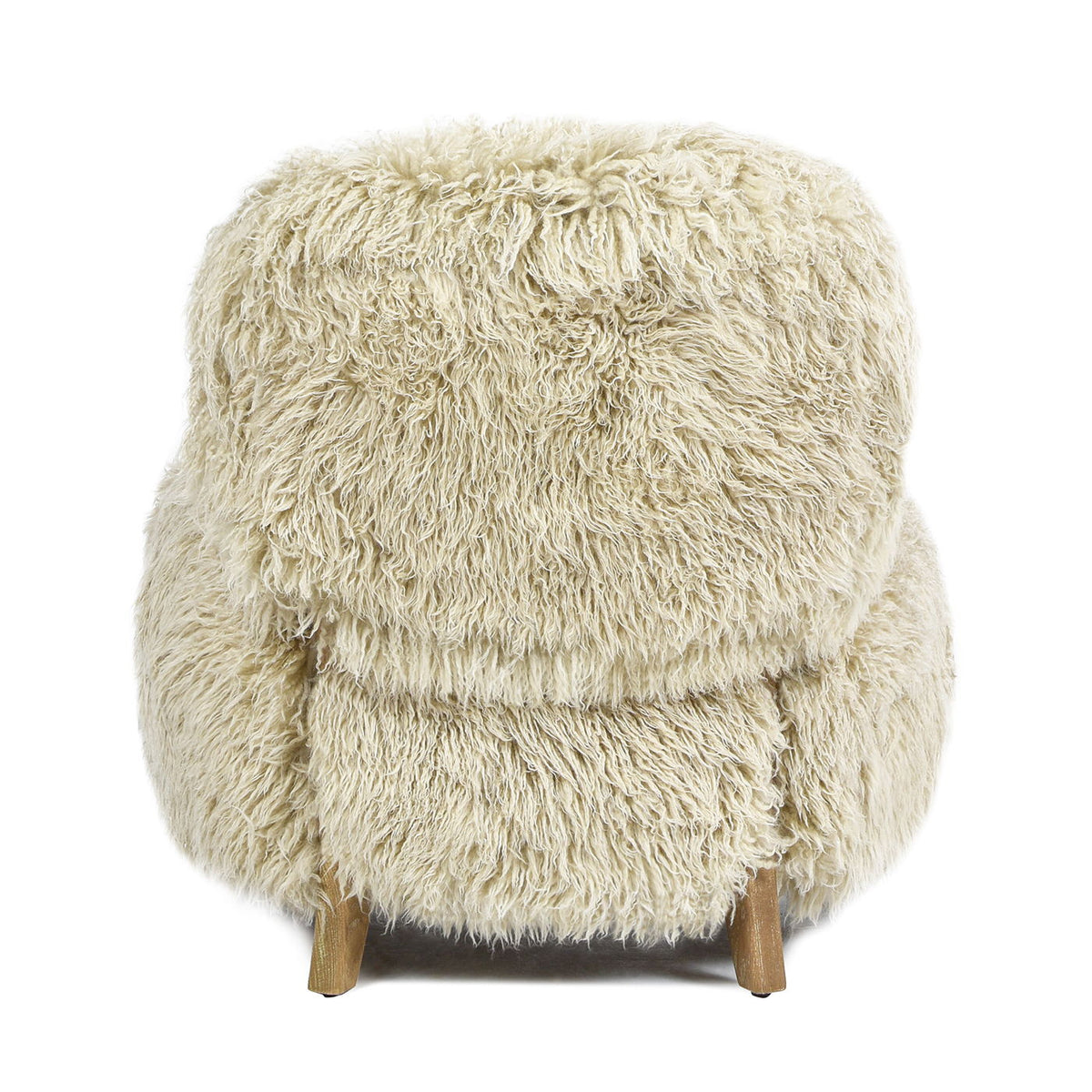 New Zealand Sheepskin Accent Arm Chair with Oak Arms Taupe Natural by HouseOfZazla on Tampa Home & Garden Store