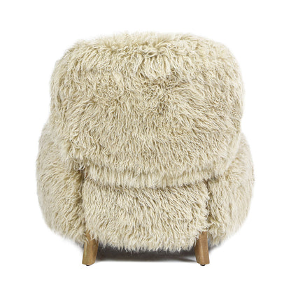 New Zealand Sheepskin Accent Arm Chair with Oak Arms Taupe Natural by HouseOfZazla on Tampa Home & Garden Store