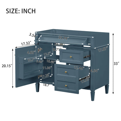 Bathroom vanity with 2 drawers and tip-out drawer in blue finish by Unique Piece Furniture on Tampa Home & Garden Store