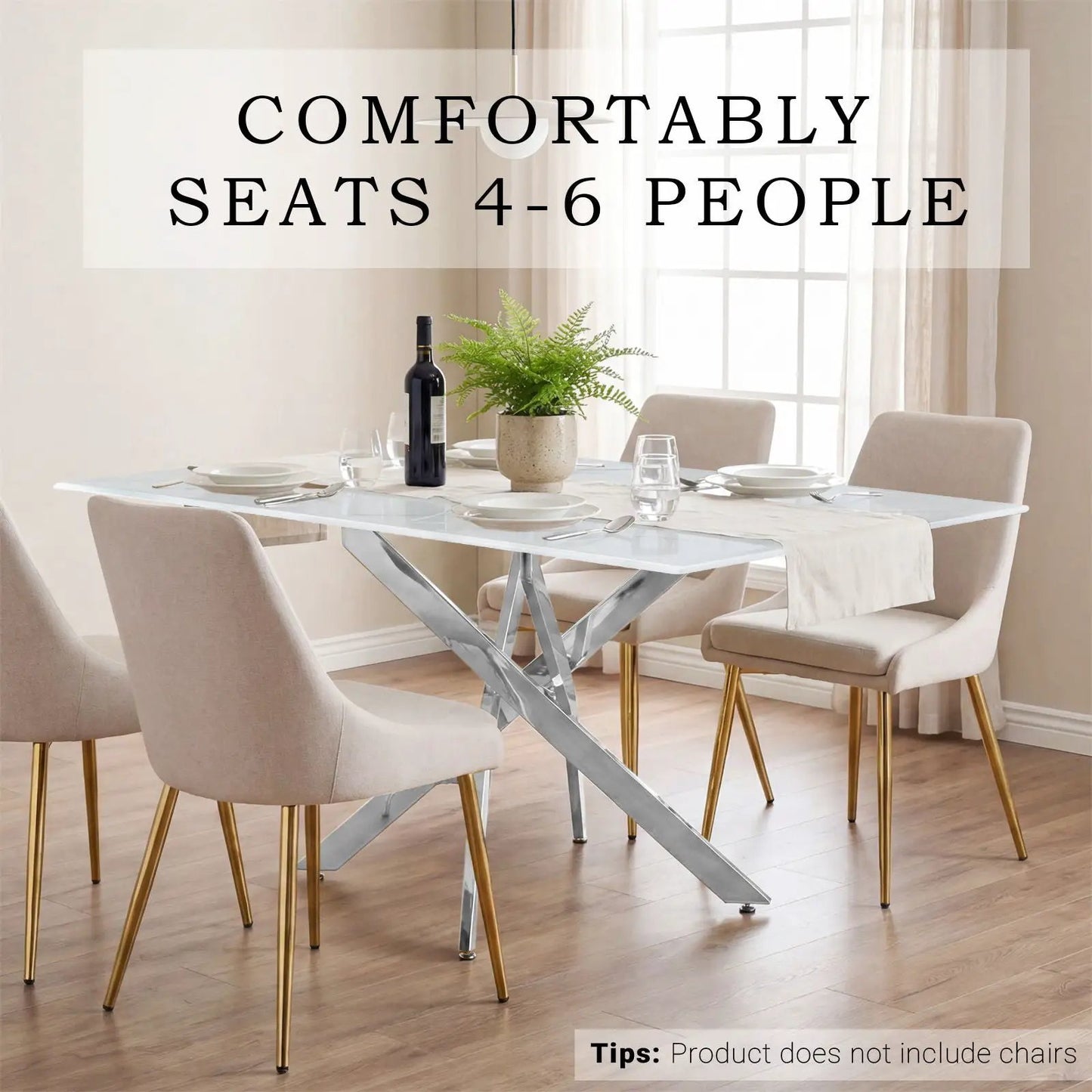 Modern Rectangular Dining Table with Metal Frame