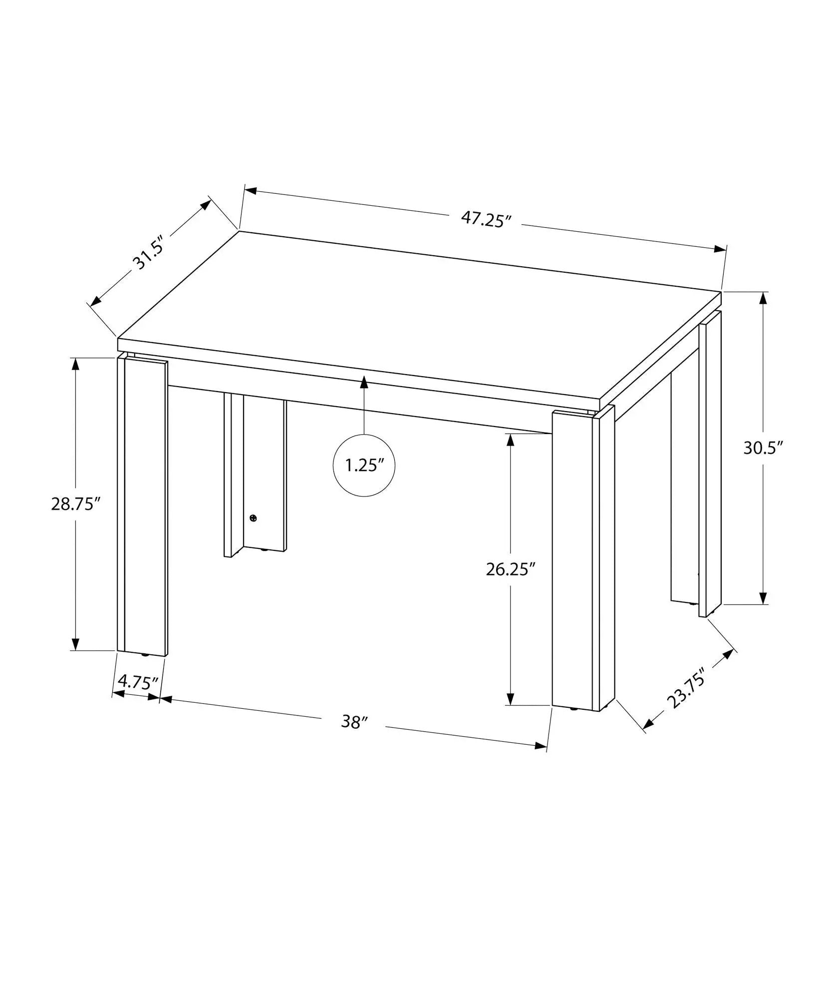 Rectangular dining table, modern design, 47.25in L x 38in W x 30.5in H, Unique Piece Furniture on Tampa Home & Garden Store