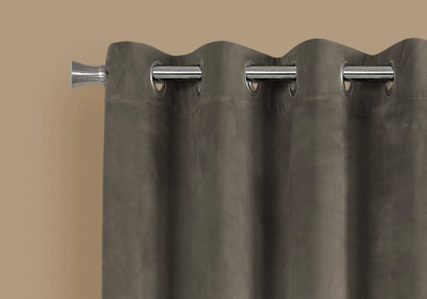 Curtain Set 2pc charcoal gray room-darkening panels with grommets and metal rod header on Tampa Home & Garden Store