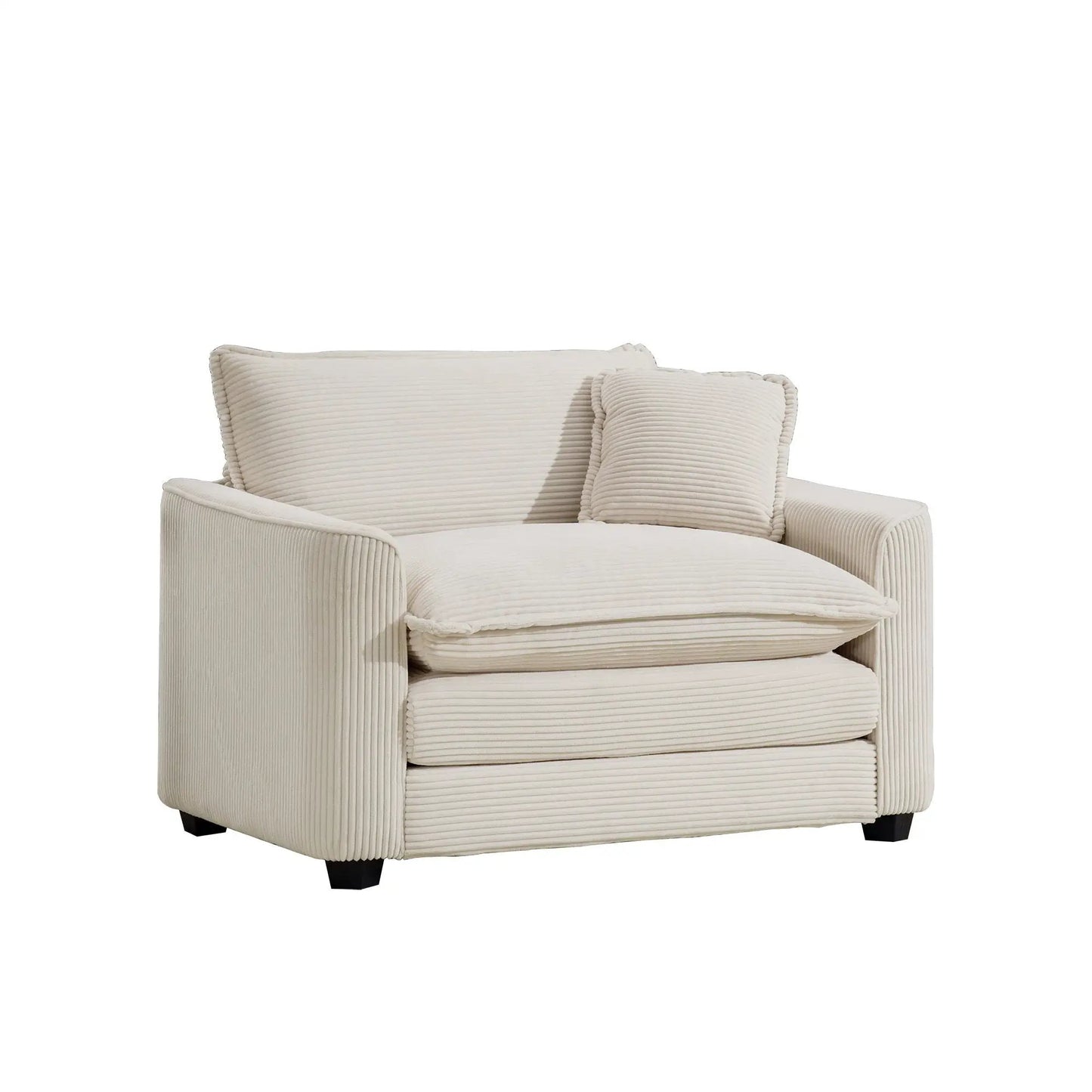 Modern Classic Single Chair deep seat with beige corduroy upholstery Unique Piece Furniture on Tampa Home & Garden Store