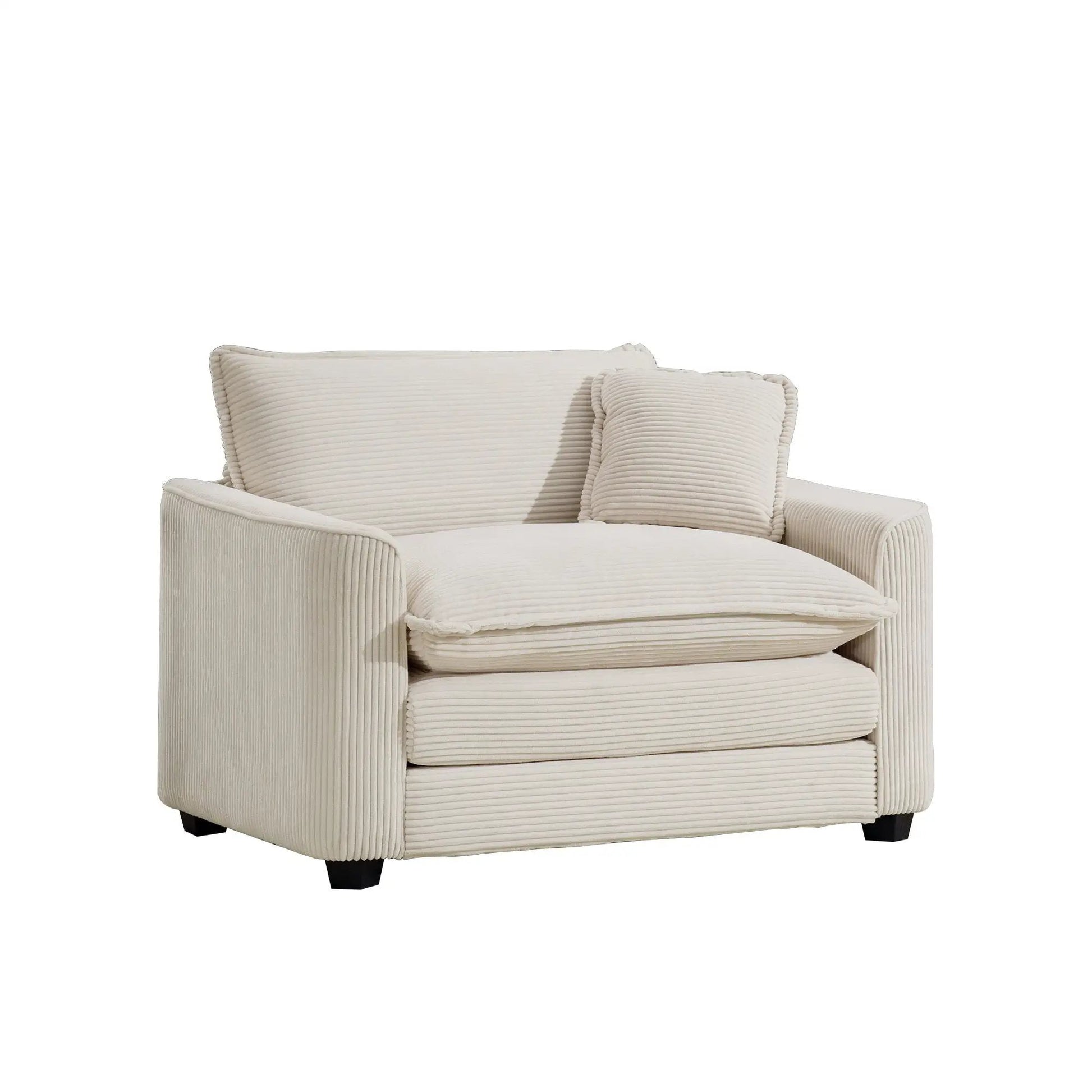 Modern Classic Single Chair deep seat with beige corduroy upholstery Unique Piece Furniture on Tampa Home & Garden Store
