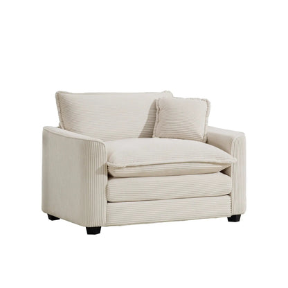 Modern Classic Single Chair deep seat with beige corduroy upholstery Unique Piece Furniture on Tampa Home & Garden Store