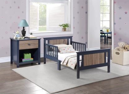 Connelly Reversible Panel Toddler Bed navy blue wood panels Unique Piece Furniture on Tampa Home & Garden Store