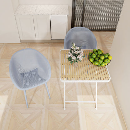 2-pack lounge chair set & folding square table; gray perforated chairs and white table on Tampa Home & Garden Store