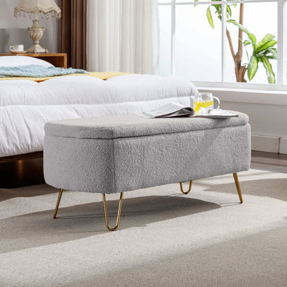 Storage Ottoman Bench with Faux Fur End of Bed