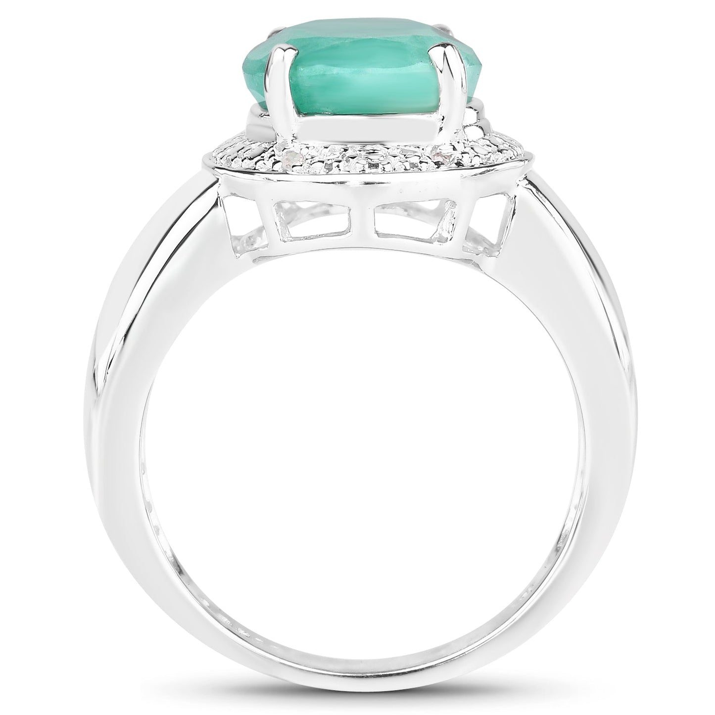Ring 4.72ct genuine emerald with white diamond halo in .925 sterling silver by Bids.com on Tampa Home & Garden Store