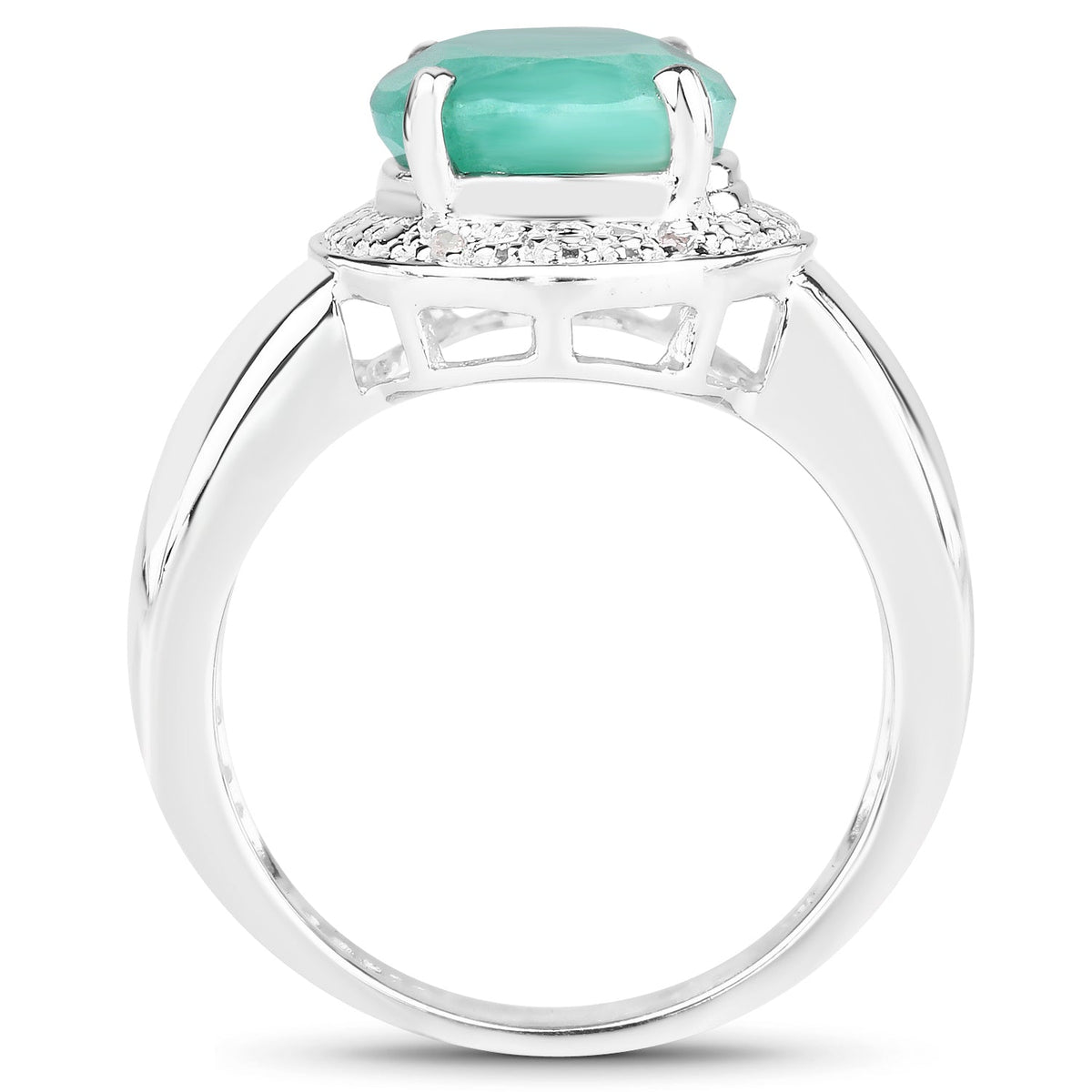 Ring 4.72ct genuine emerald with white diamond halo in .925 sterling silver by Bids.com on Tampa Home & Garden Store