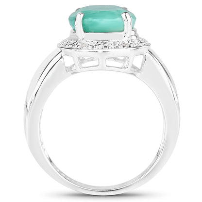 Ring 4.72ct genuine emerald with white diamond halo in .925 sterling silver by Bids.com on Tampa Home & Garden Store