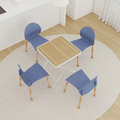 4-Piece outdoor chairs set with folding square table blue chairs by Unique Piece Furniture on Tampa Home & Garden Store